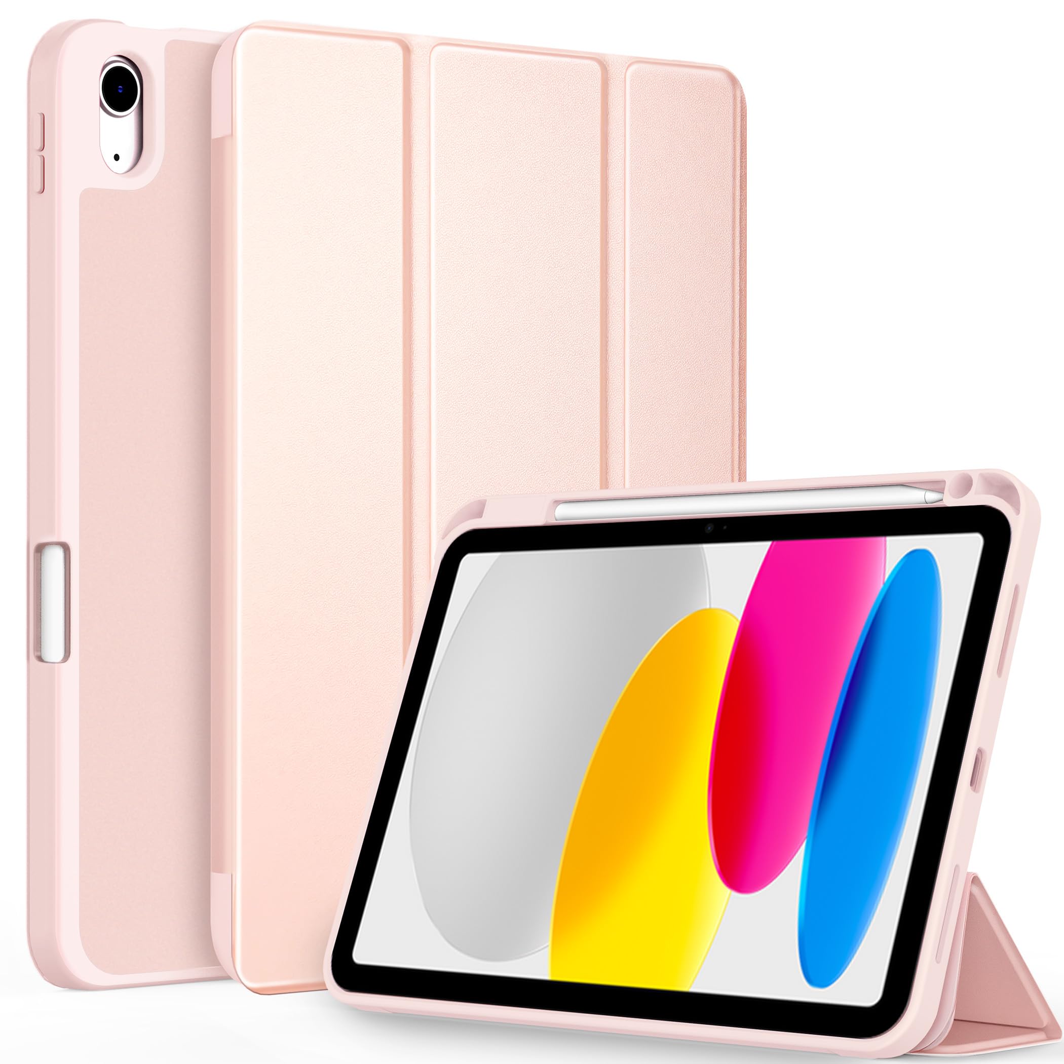 CACOE Custodia Cover Compatibile con iPad 11a Generazione (A16) 11" (2025) / iPad 10a Generazione 10.9" (2022) (A2757/A2777), Ultra Sottile Retro Cover con Portapenne,Oro Rosa