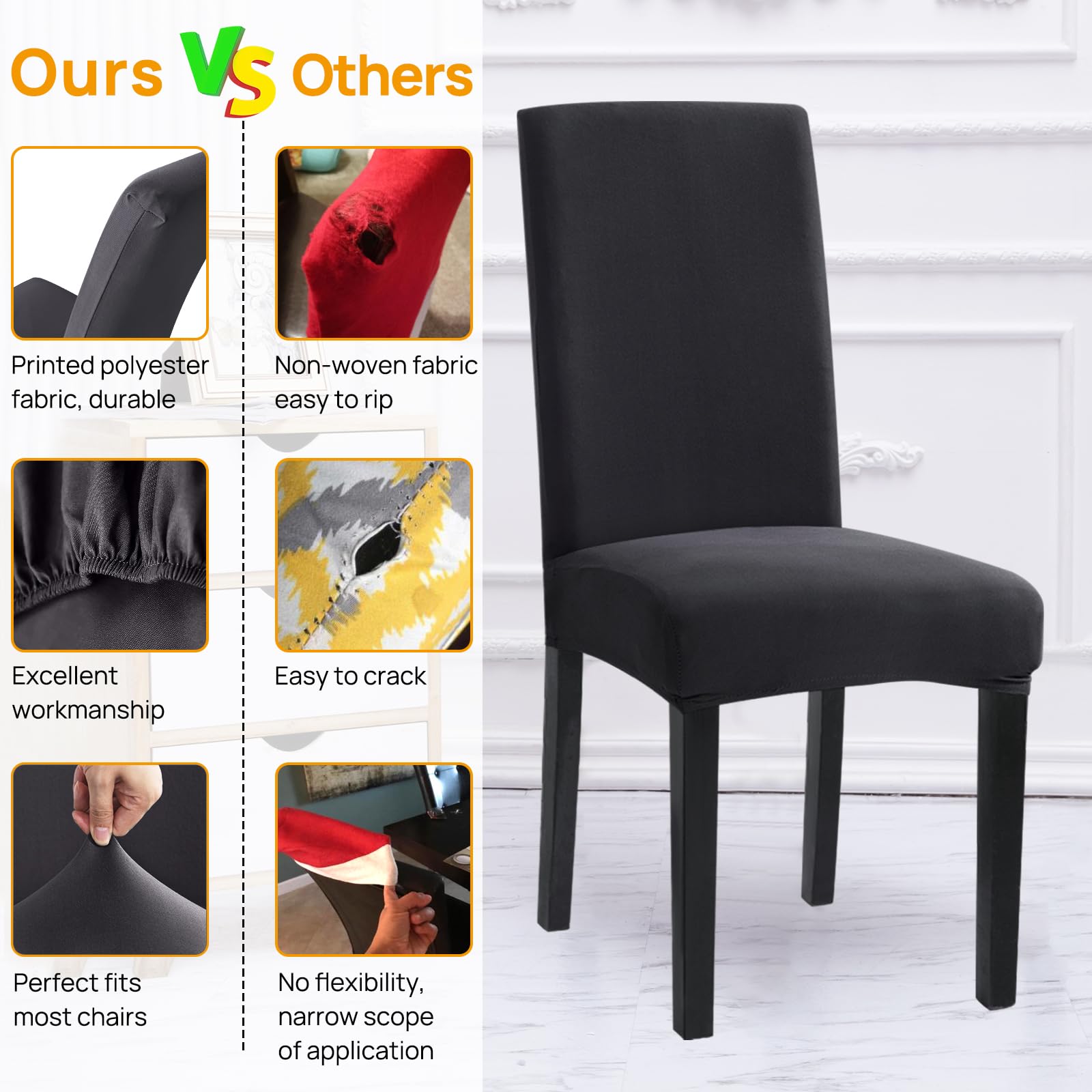 Sufdari Chair Covers 2 Grey,Stretch Dining Chair Covers - Image 4