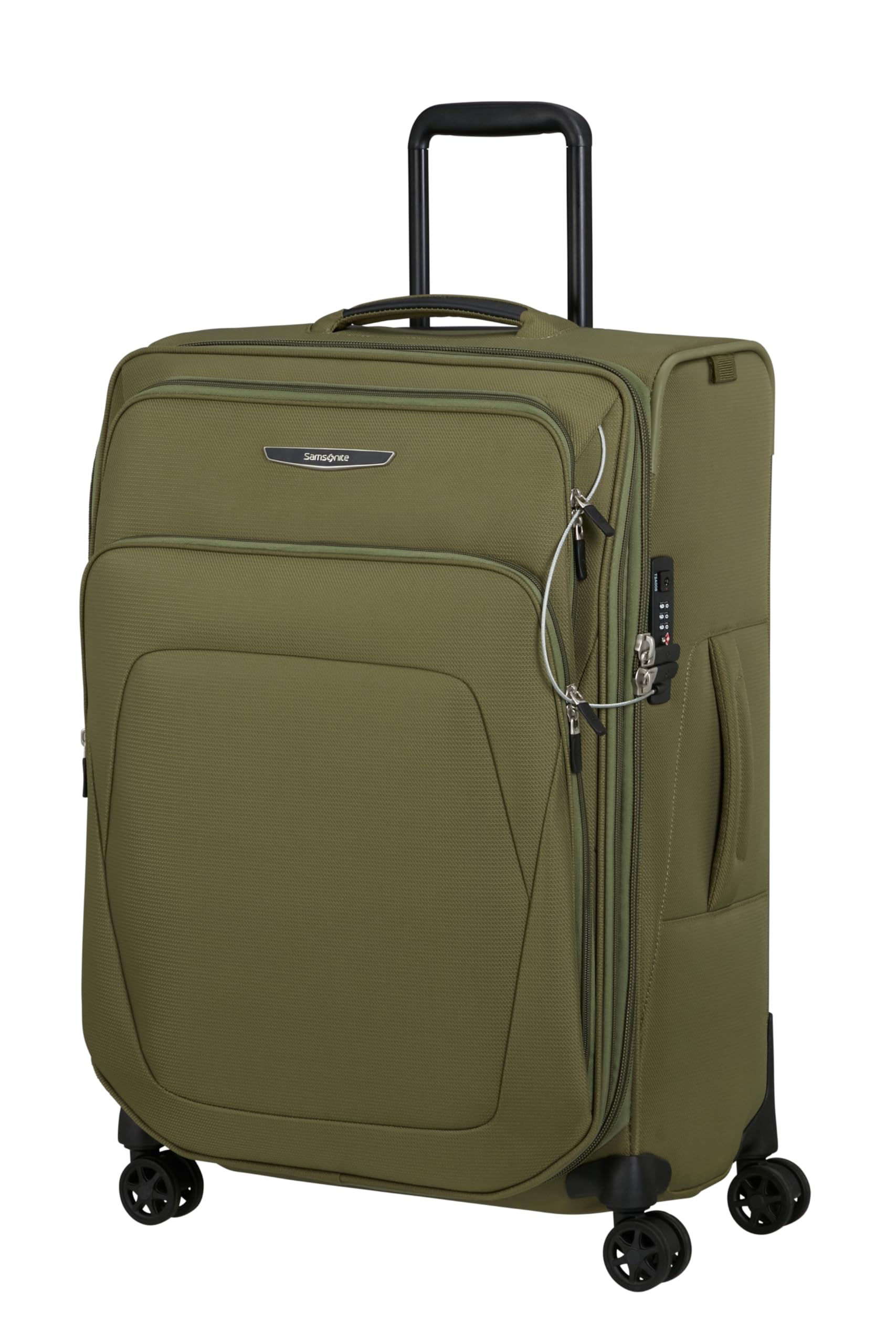 Samsonite Spark SNG Eco - Weichgepäck Koffer 67 cm Mittelgroß - Trolley mit 4 Rollen, TSA Schloss, Leicht & Erweiterbar - Grün (Olive)