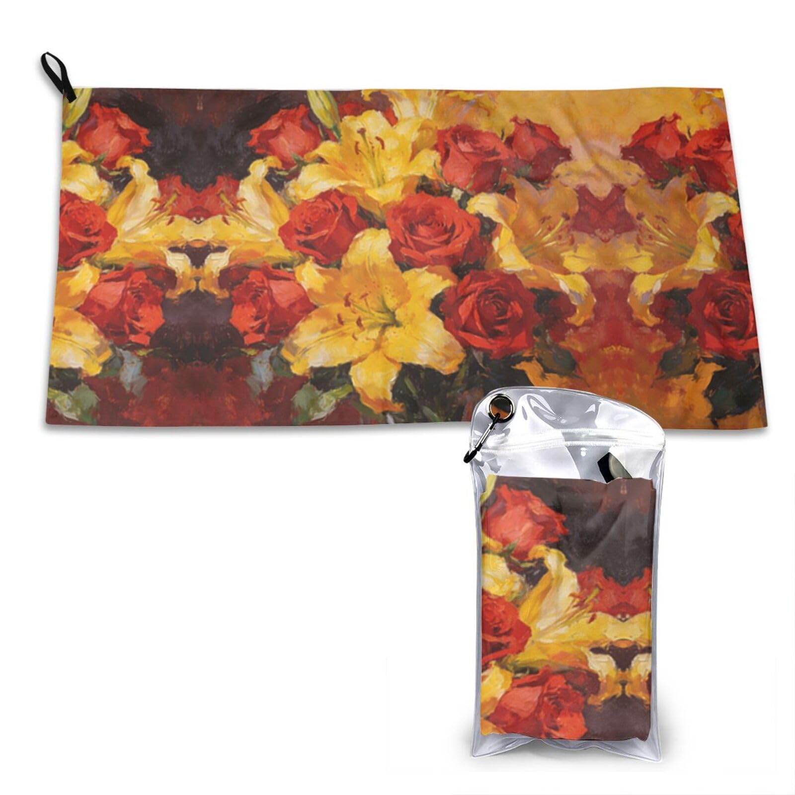DUYKIMQW Roses Lilies Warmth Print Quick Dry Towel 16x31.5in White