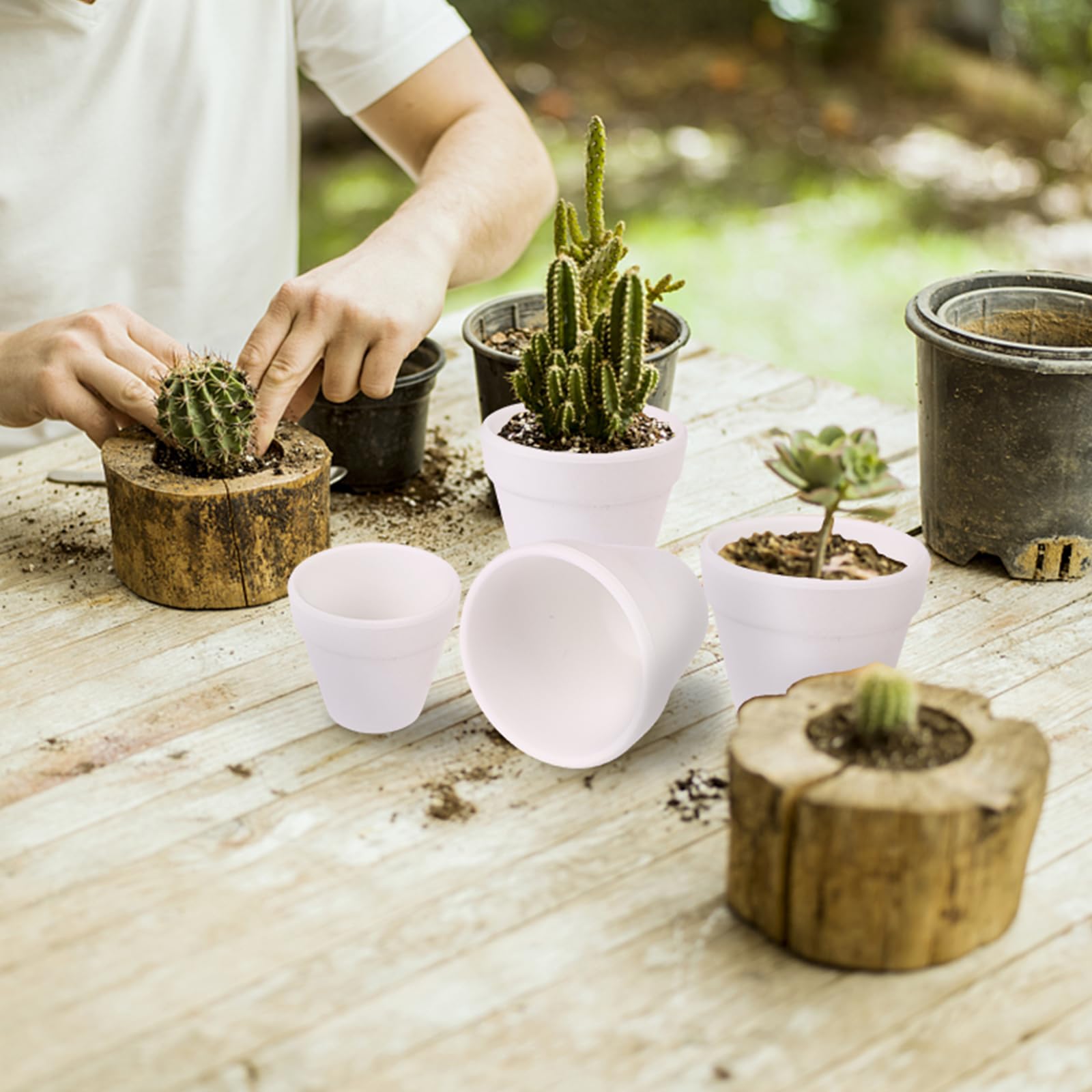 20Pcs 5.5cm weißer Tontopf für Pflanze Terra Cotta Pflanztopf mit Drainageloch Topf weiße Terrakotta-Töpfe Sukkulententöpfe kleine Tontöpfe Pflanztöpfe Mini-Blumentöpfe für Indoor Outdoor-Pflanzen Garten