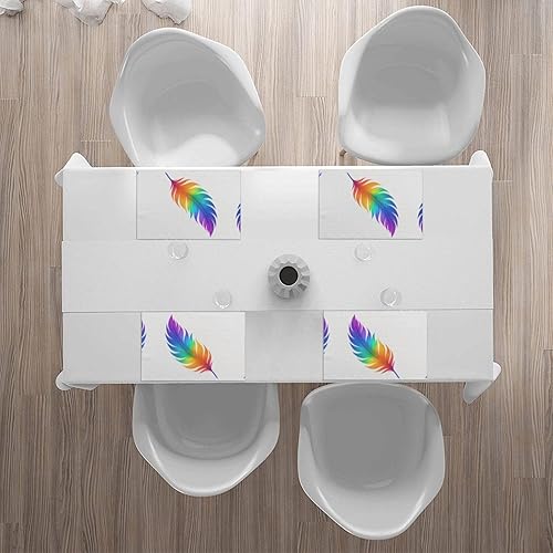 Miniatura 6 de Rectangular Placemats Set of 4, Heat Resistant Tropical Feather Printed Kitchen Dining Table Mats