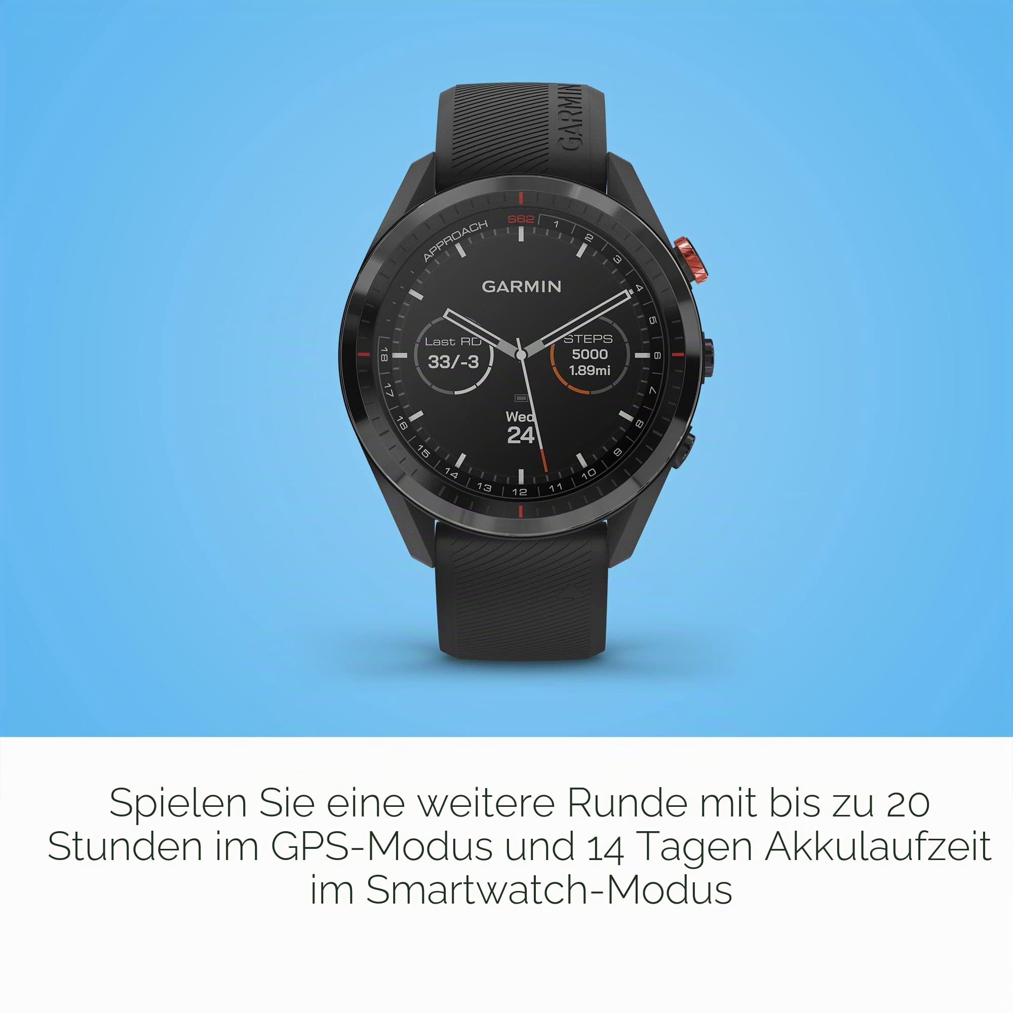 Garmin Approach S62 Bundle, Premium-Golf-GPS-Uhr mit 3 CT10 Club-Tracking-Sensoren, integriertem virtuellen Caddie, Kartierung und Vollfarbbildschirm, Schwarz