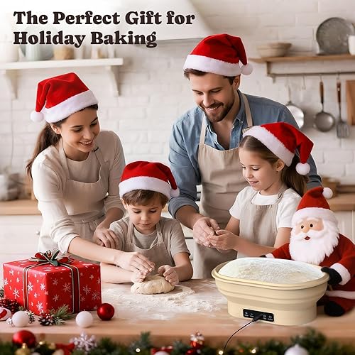 Miniatura 8 de Cesta de fermentación eléctrica para pan de masa madre con calefacción, 2L, de silicona, ovalada, Banneton con termostato, con 6 configuraciones de