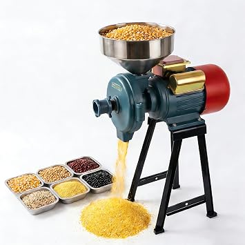 4000W Electric Grain Mill, Flour Mill, Molino Electrico Para Moler Maiz, Adjustable Pellet Mill with 110V Motor, Heavy Duty Feed Grain Mill, for Wheat, Corn, Oats, Rice, Coffee, Spices Ground/Green