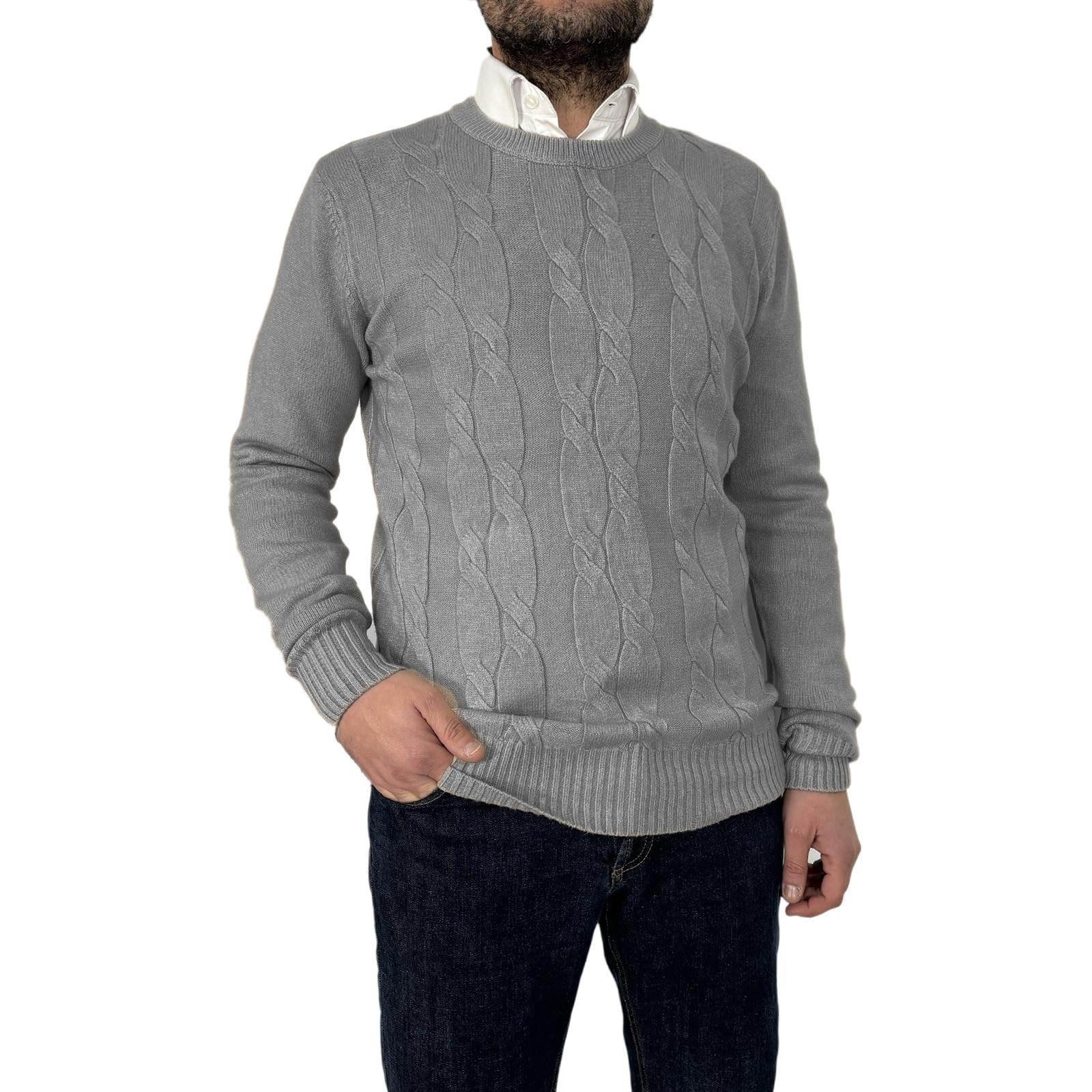 Maglione Uomo Invernale Collo Alto VEQUE – Treccia, Slim Fit, Caldo, Lavabile