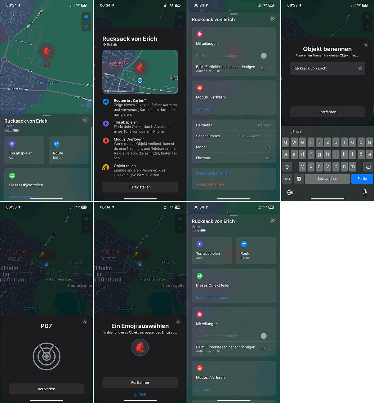 Callstel Schlüsselfinder mit App: 4erSet Schlüssel- & Gegenstandsfinder, Apple-AirTag-komp., MFi, weiß (Rucksackfinder, Tracker, GPS)