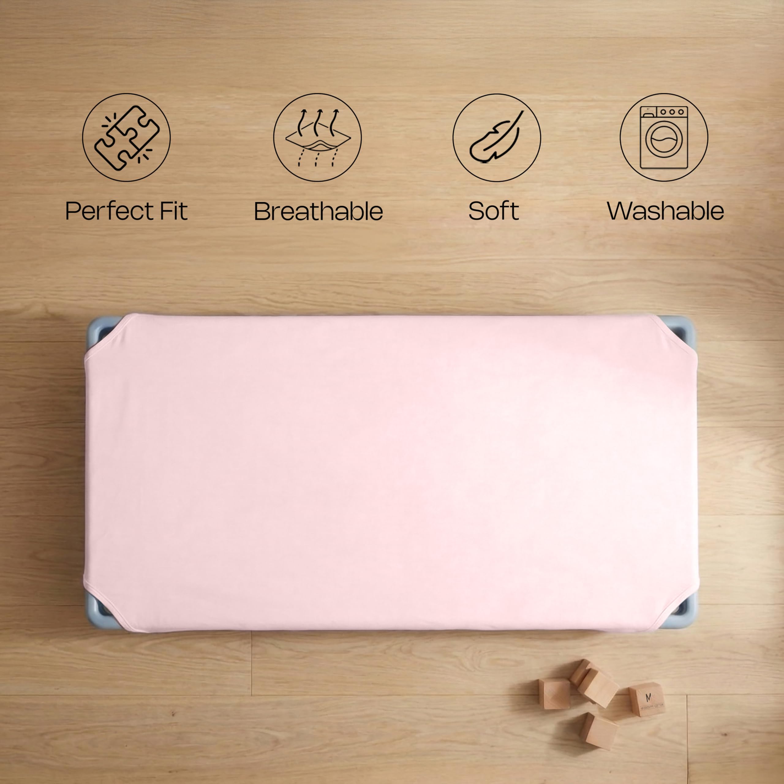 Confezione da 6 lenzuola per lettino asilo nido – Tessuto Polyblend con angoli elastici per culle per culle 55,9 x 101,6 cm, dimensioni 55,9 x 101,6 cm