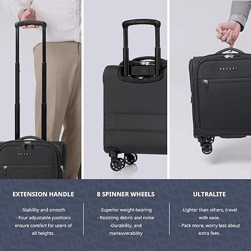 Miniatura 7 de Verage Carry On Underseat Luggage with Wheels & USB Port, Wheeled Spinner Bag Carry-on Luggages for Airlines, Lightweight Suitcase Men Women, Pilots