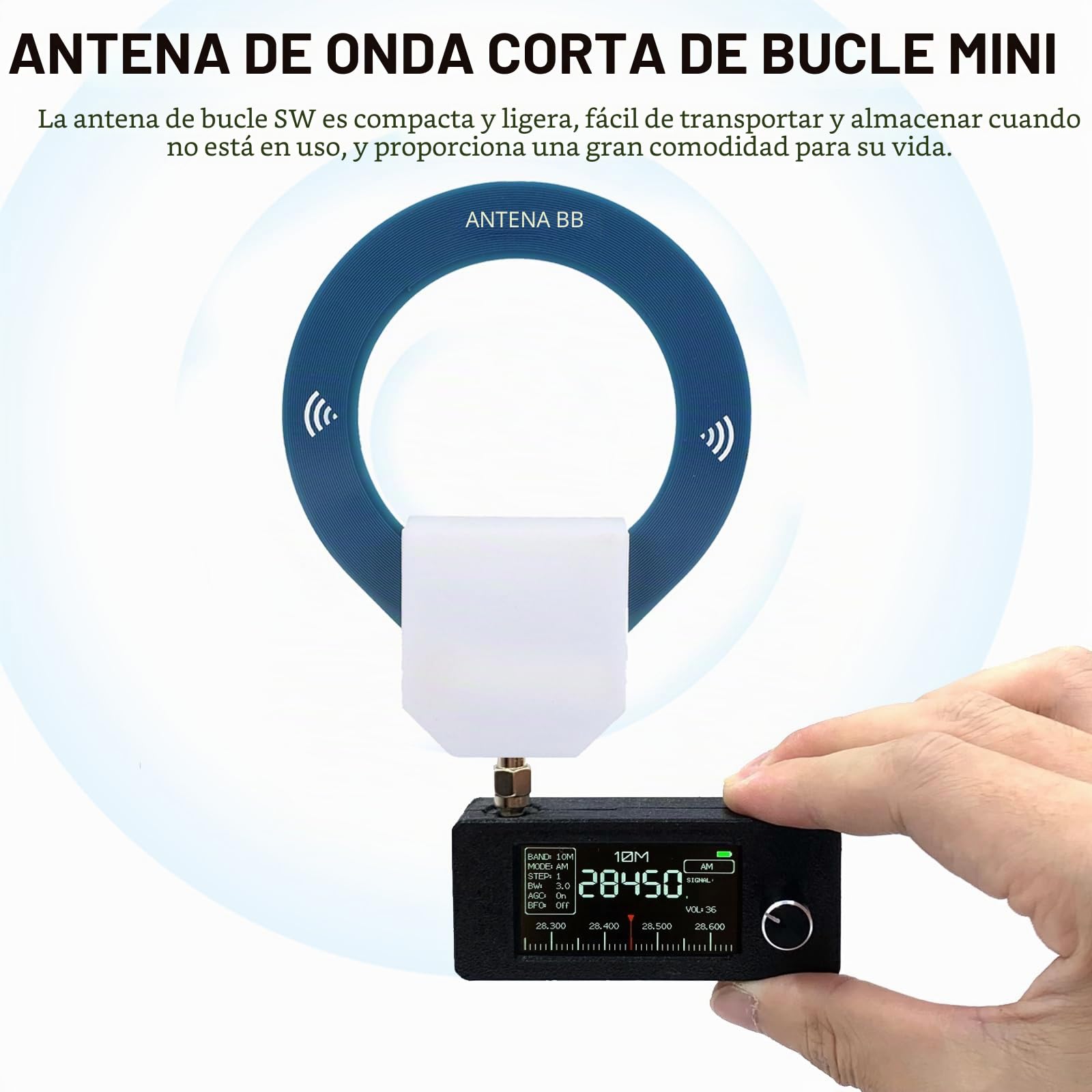 Antena SW Bucle, 9.9 kHz-181 MHz, mini antena, onda corta, receptor portátil, antena direccional de rotación SW Loop para Malachite SDR, TEF6686, SMA Radioaficionado con enchufe