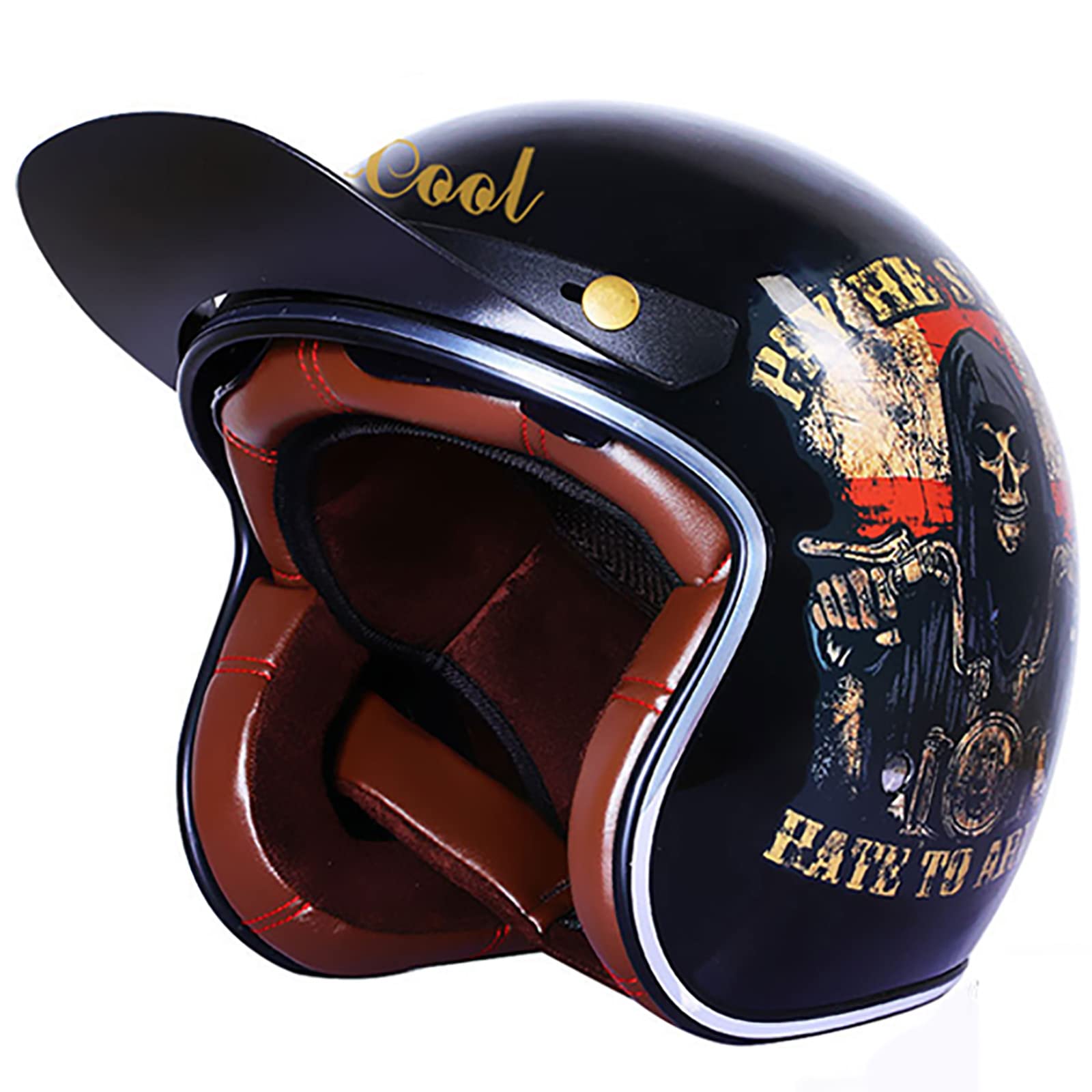 Demi casque moto vintage haute résistance et finition anti-rayures