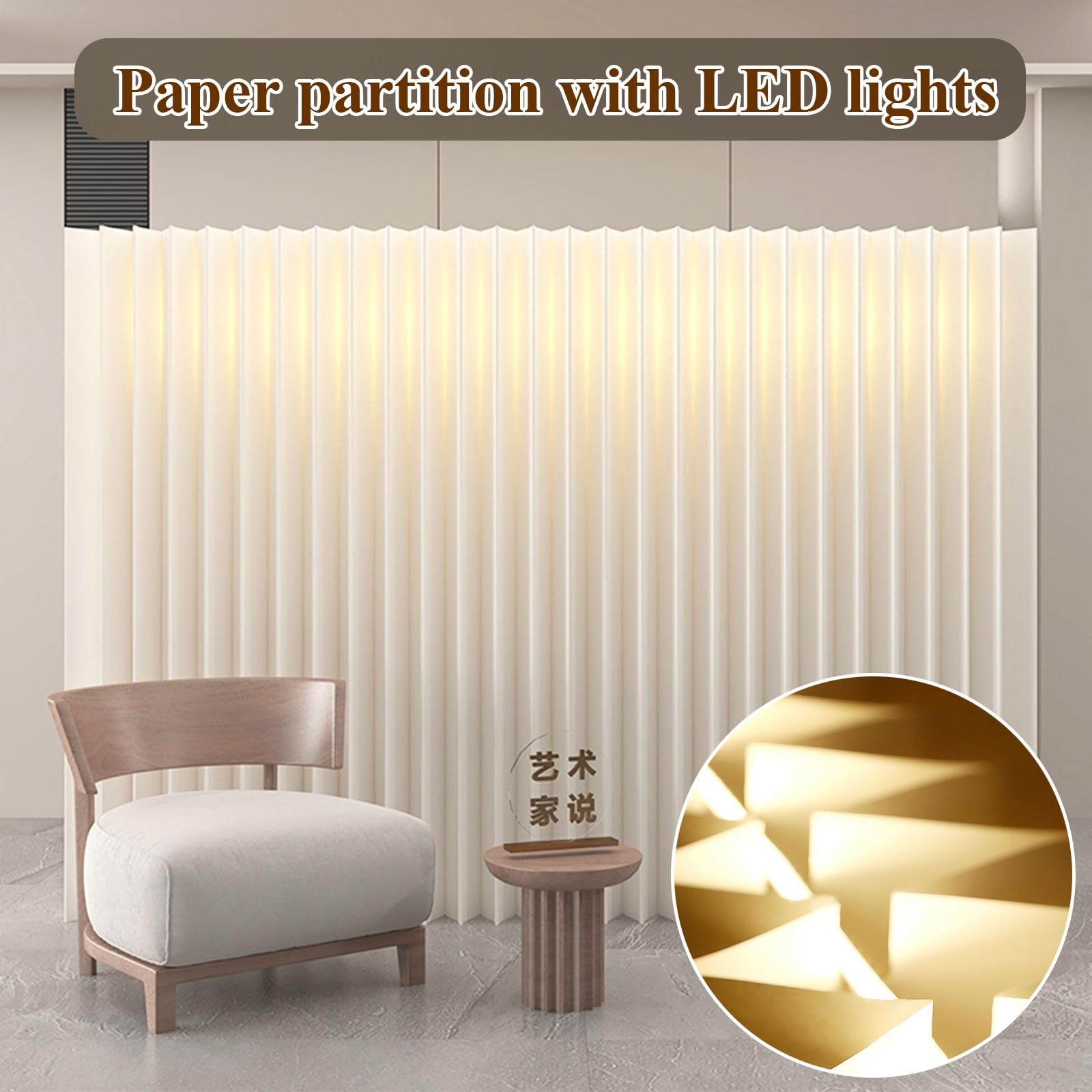 Paravent À LED, Partition En Papier, Paravent Pliable Et Rétractable Pour Séparation D'espaces, Paravents Portables, Écrans De Confidentialité Pliants En Papier, Écrans Créatifs De Confidentialité Pou