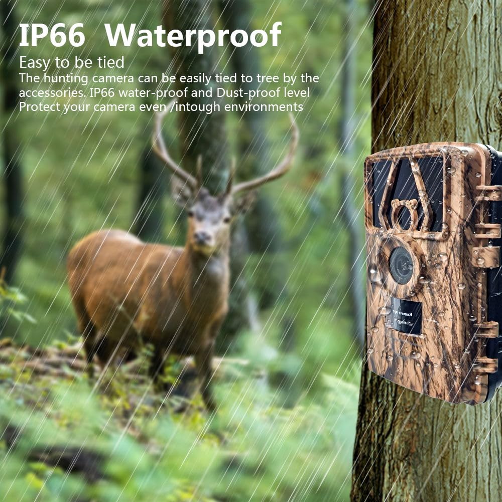 Caméra de chasse 8 K HD avec carte SD 32 G, détecteur de mouvement, caméra de vision nocturne, étanche, sans lueur, pour la chasse et la surveillance