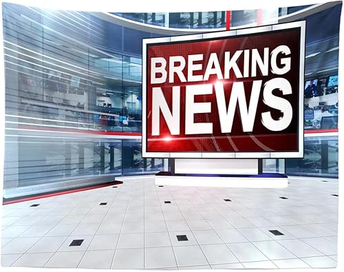 Miniatura 9 de BELECO Telón de fondo de 10 x 6.5 pies para sala de transmisión de noticias de tela, telón de fondo de televisión, sala de noticias, fondo de