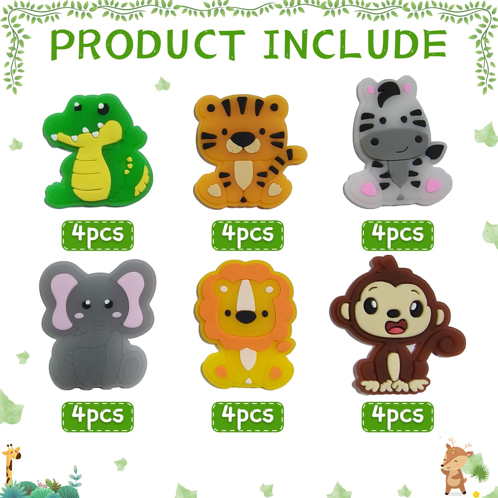 Yizeda 24Pcs Jungle Animals Birthday Decorations Safari Animals Happy Birthday Safari Jungle Birthday Party Supplies