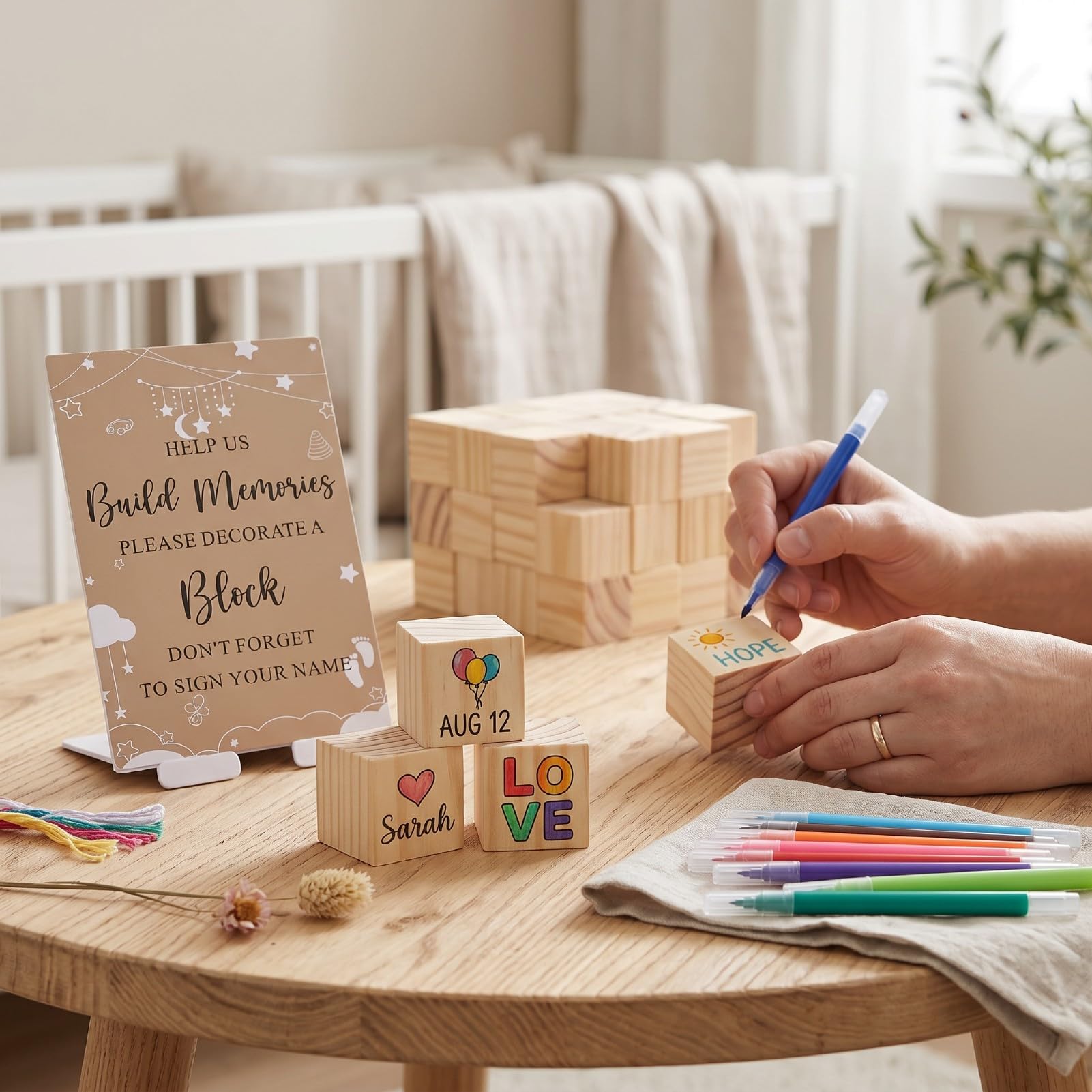 Generic 147 Sztuk DIY Drewniany Zestaw Gier na Baby Shower Party Kreatywna Dekoracja Zabawa dla Dzieci i Rodziców Solidne Materiały