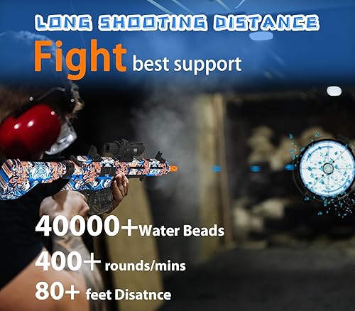 Miniatura 4 de Lanzador eléctrico de bolas de gel, lanzador automático de bolas de salpicaduras de alta velocidad con más de 40000 y gafas, juguetes de bolas de