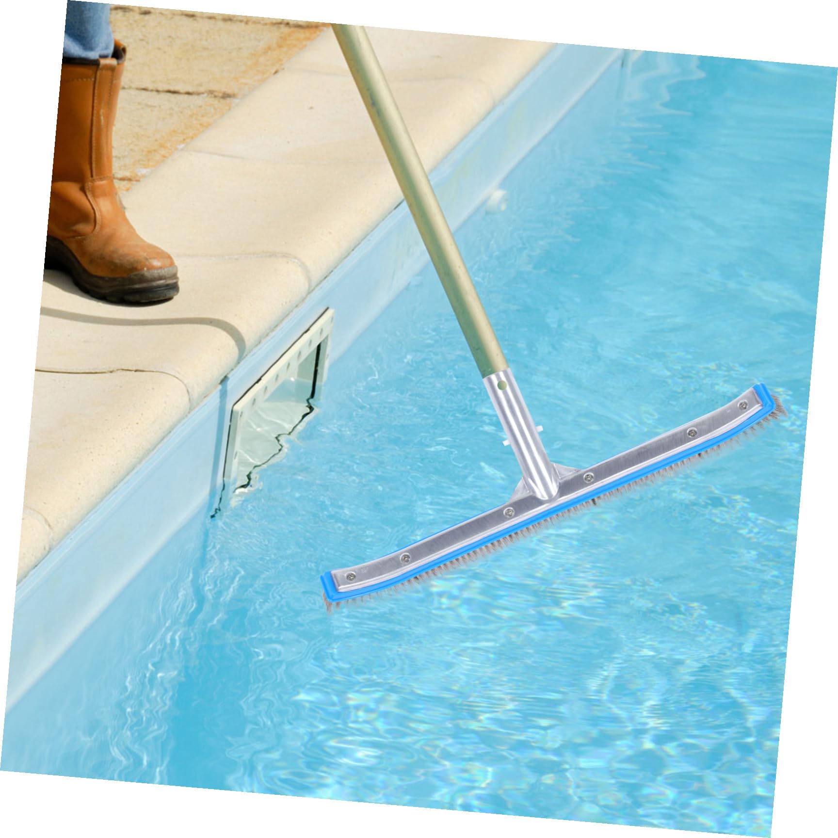Drahtbürste Schwimmbadbürste zur Poolreinigung mit Aluminiumgriff und Stahlborsten Robuste für Boden und Wände für Outdoor Gartenreinigung