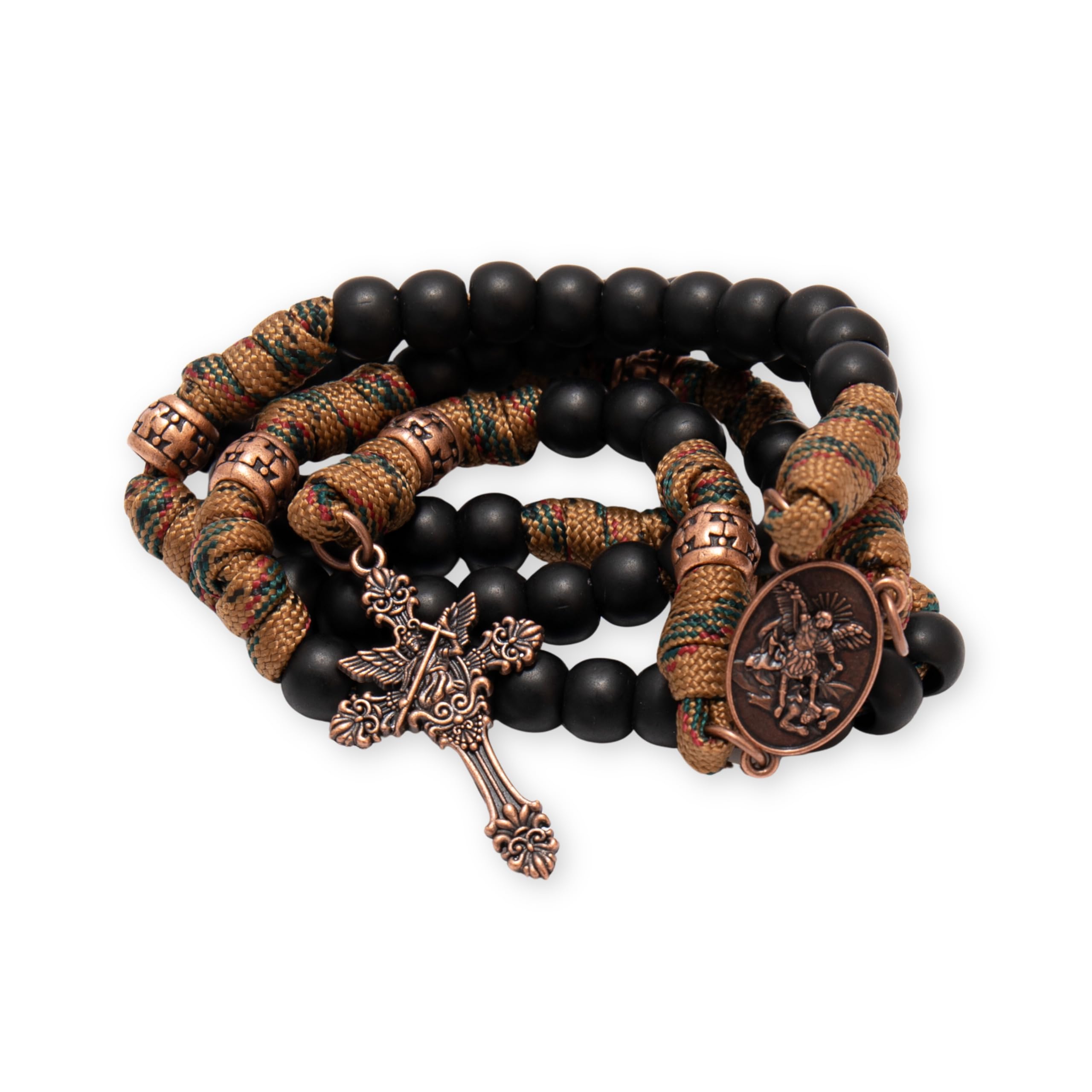 Rosario Cattolico In Legno Con Croce Bronzo - 50 Cm, 59 Perle, Medaglia San Benedetto, Sacca Velluto Viola - Foto 7