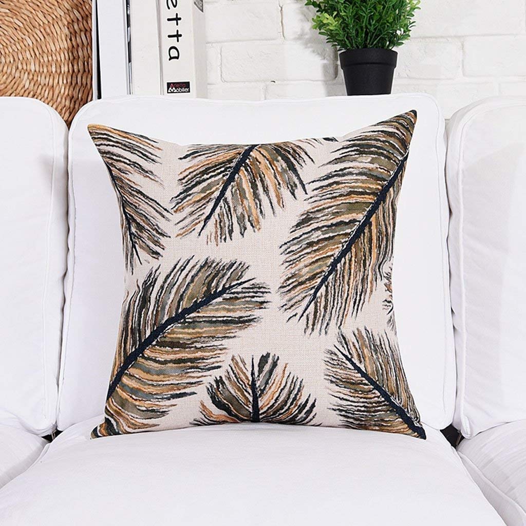 Coussin en coton et lin Snug motif plantes tropicales 45x45 cm peint à la main