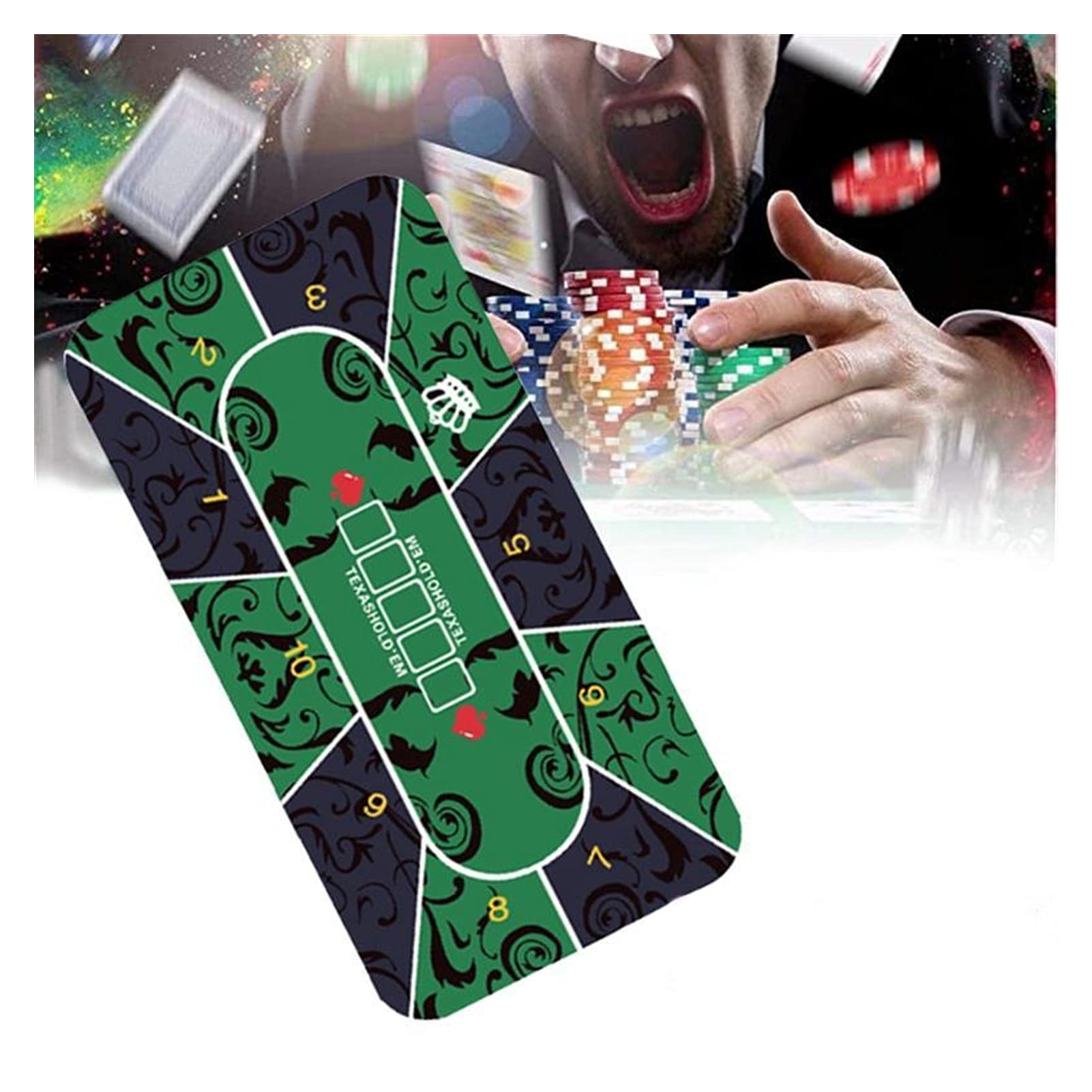 Mata do pokera Texas Hold'em, trwała przenośna mata do gier karcianych, idealna do domowego hazardu i gier planszowych, rozmiar 1,2 x 0,6 m
