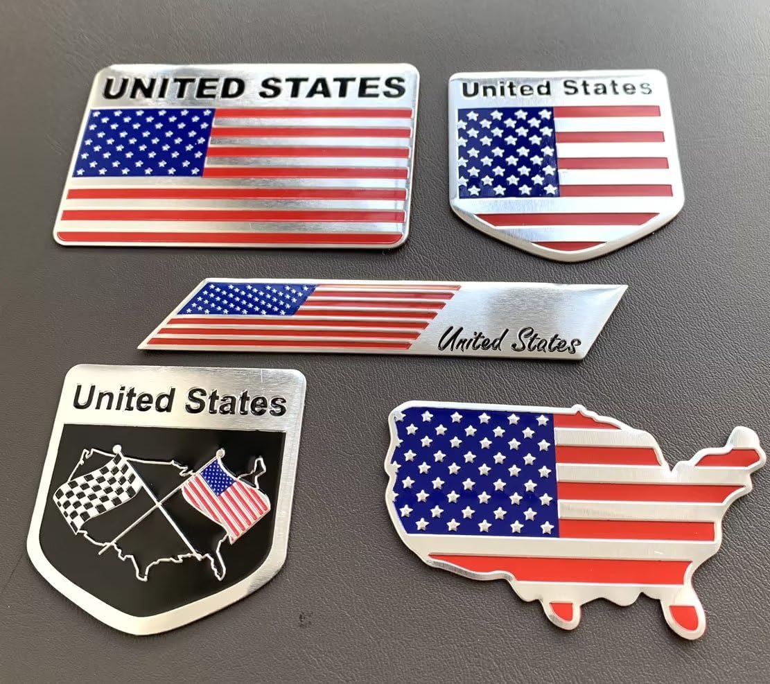 5Pcs Metal US American Flag Car Decal Stickers,American Flag Decals for Cars Trucks SUV Boats Bumper Window Fender Patriotic Badges,Flag Stickers for Cars