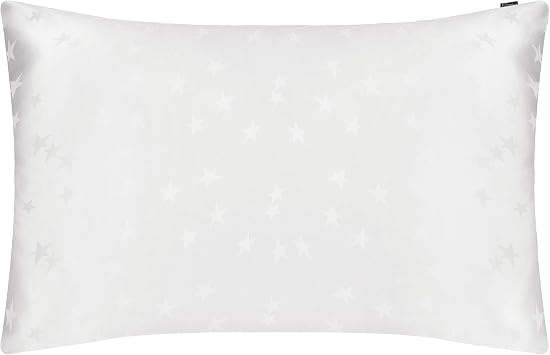 LILYSILK Silk Pillowcase on Hair and Skin 19 Momme Mulberry Silk, Zipper Closure, Star Jacquard Pillow Cover Silk Natural White, King 20x36