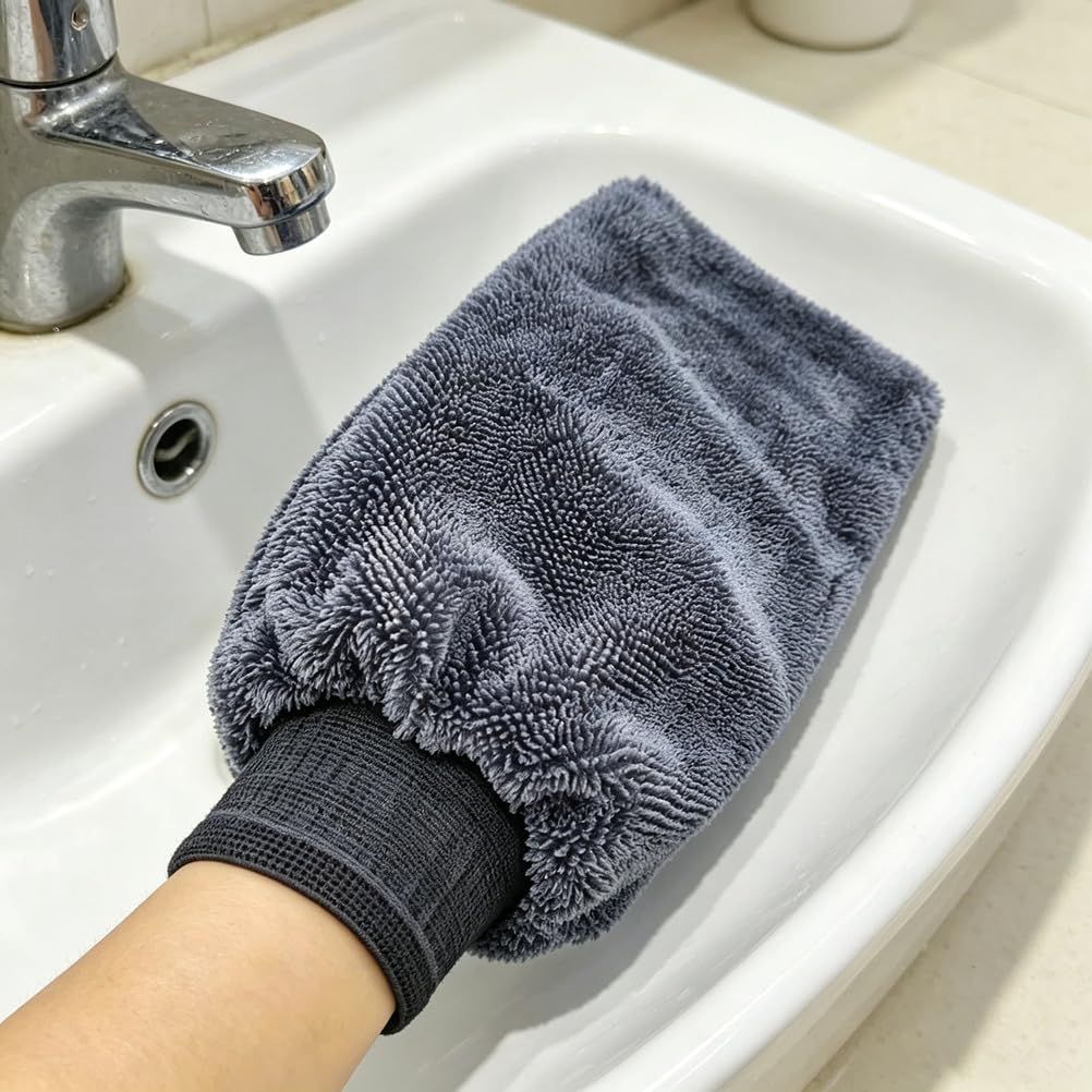 Putzhandschuhe Mikrofaser Waschhandschuh 8 Stück Auto saugfähiger kratzfreie Reinigungshandschuhe für Glas Innenraum Haushalt Kueche Bad