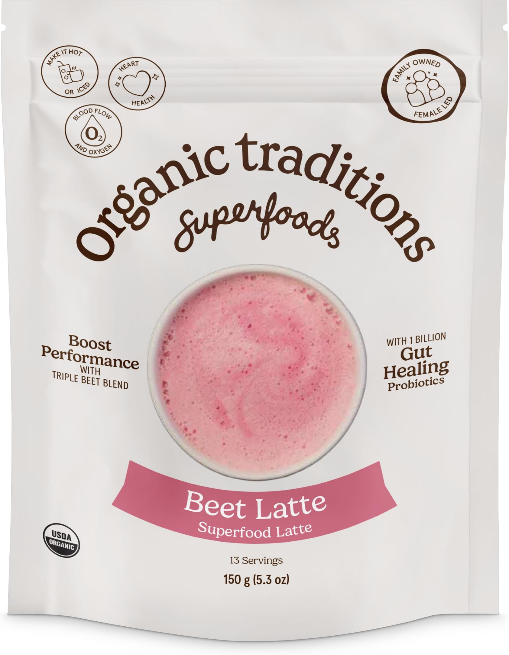 – Organic Traditions Beet Latte with Fermented Beet & Probiotics | 150 g | Dual Extract Ginger | Natural Energy Boost | 13 Servings | USDA Organic