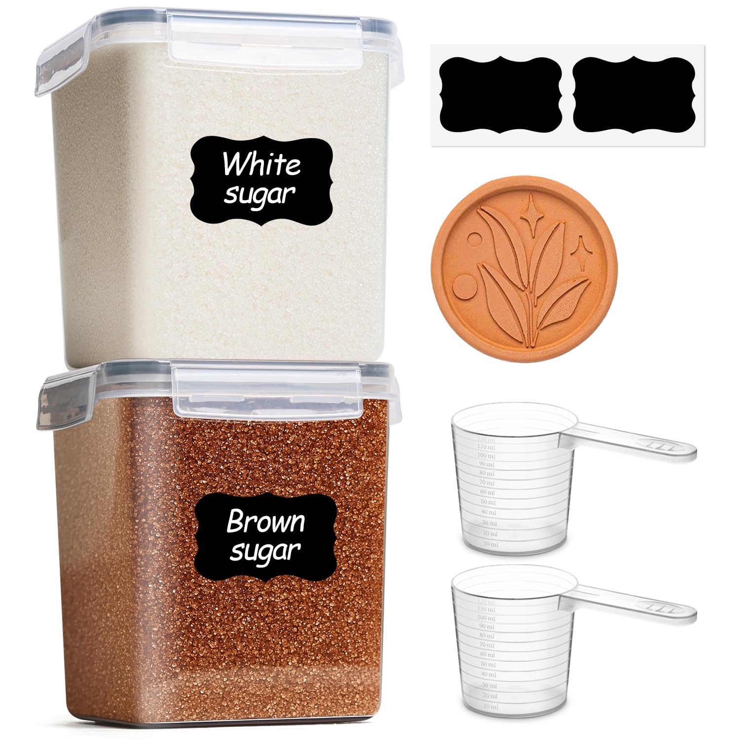 ComSaf Airtight Brown Sugar Containers with Terra Cotta Saver 2-Pack