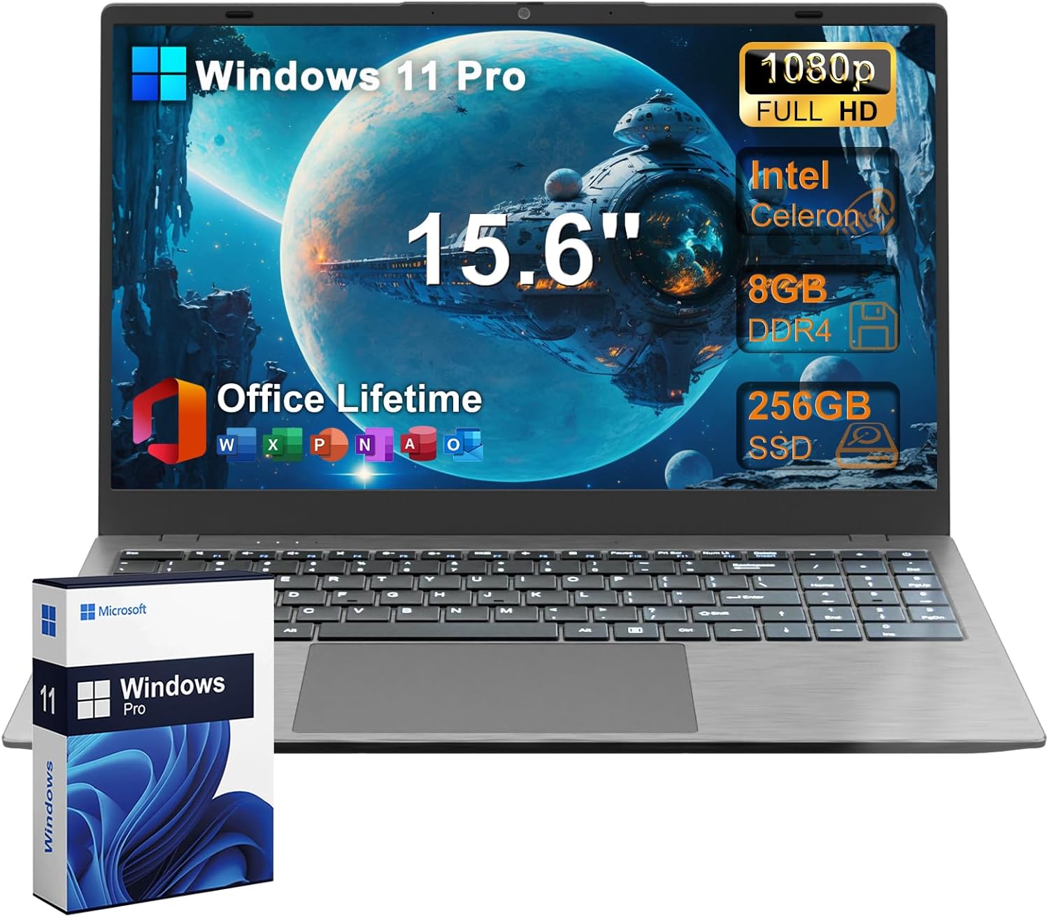 2025 Laptop Computer 15 15.6 Inch FHD, Windows 11 Pro with MS Office for School College Students Business, 8GB RAM, 256GB SSD, Dual-Core Intel Celeron(Up to 2.6GHz), Wi-Fi, Bluetooth, USB 3.2, Gray 2025 Laptop Computer 15 15.6 Inch FHD, Windows 11 Pro with MS Office for School College Students Business, 8GB RAM, 256GB SSD, Dual-Core Intel Celeron(Up to 2.6GHz), Wi-Fi, Bluetooth, USB 3.2, Gray