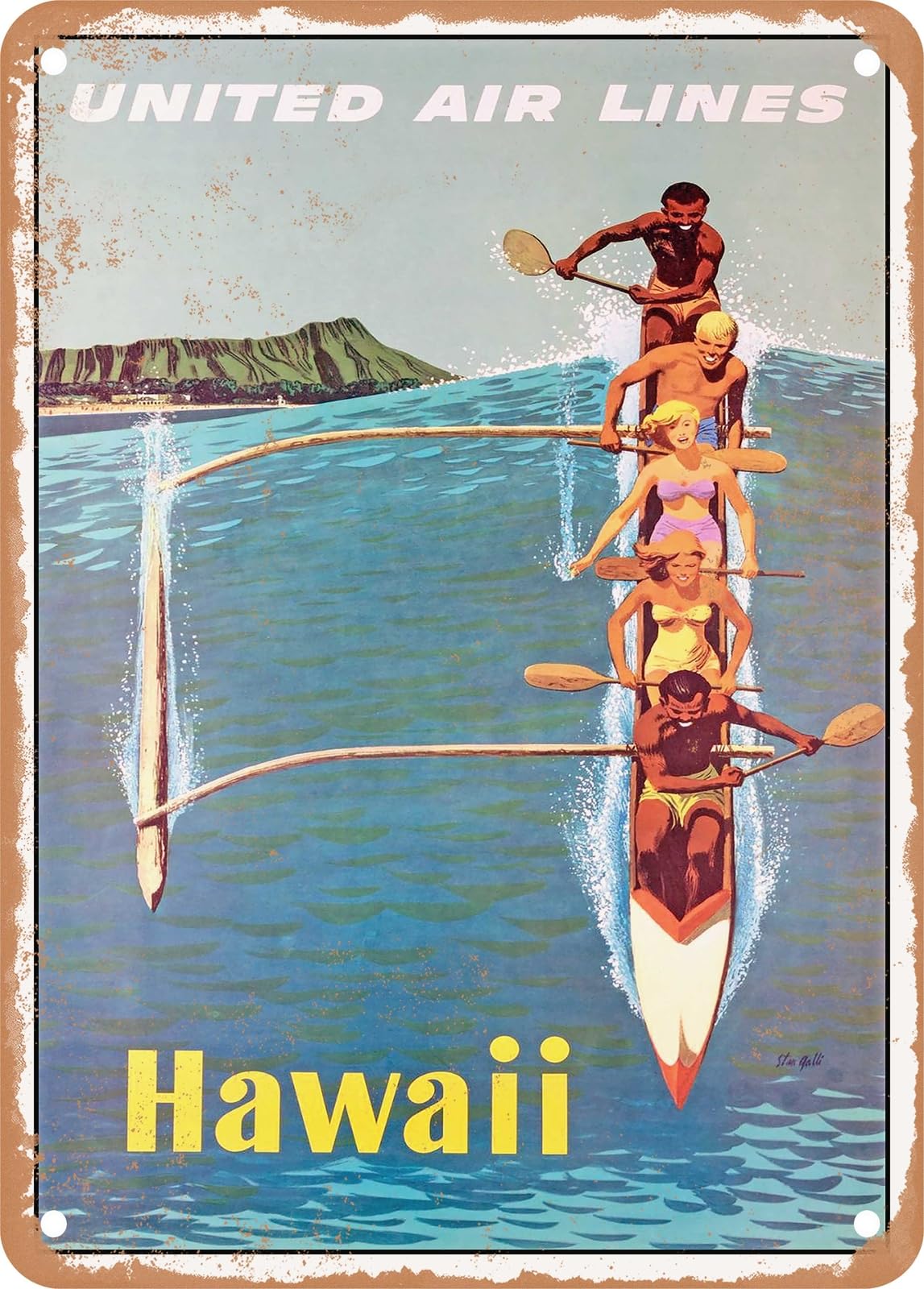 Miaomansenstore Metal Sign - 1960 Fly Hawaii Vintage Ad Home Decor
