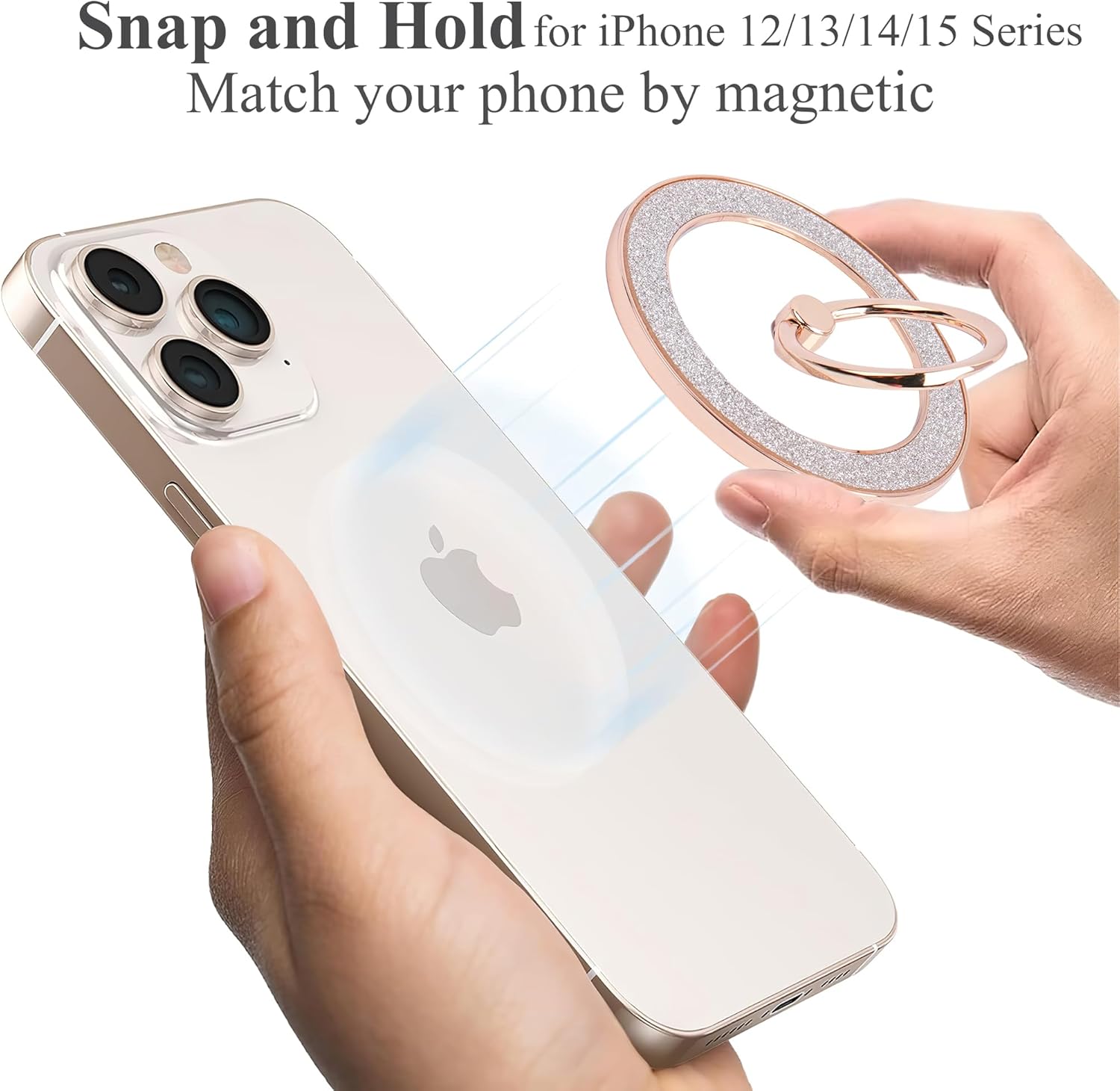LIZIMANDU Magnetic Phone Holder for MagSafe Finger Phone Ring Stand Holder,Compatible with iPhone 15 Pro Max/Plus/14/13/12 Series/Other Smartphones(1-Rose Gold) - Image 3