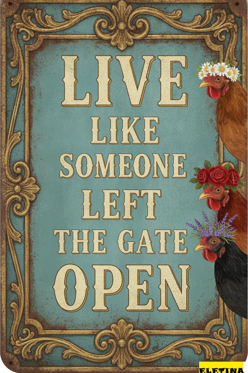 Funny Chicken Coop Outdoor Tin Sign, 8x12 Inch Decor
