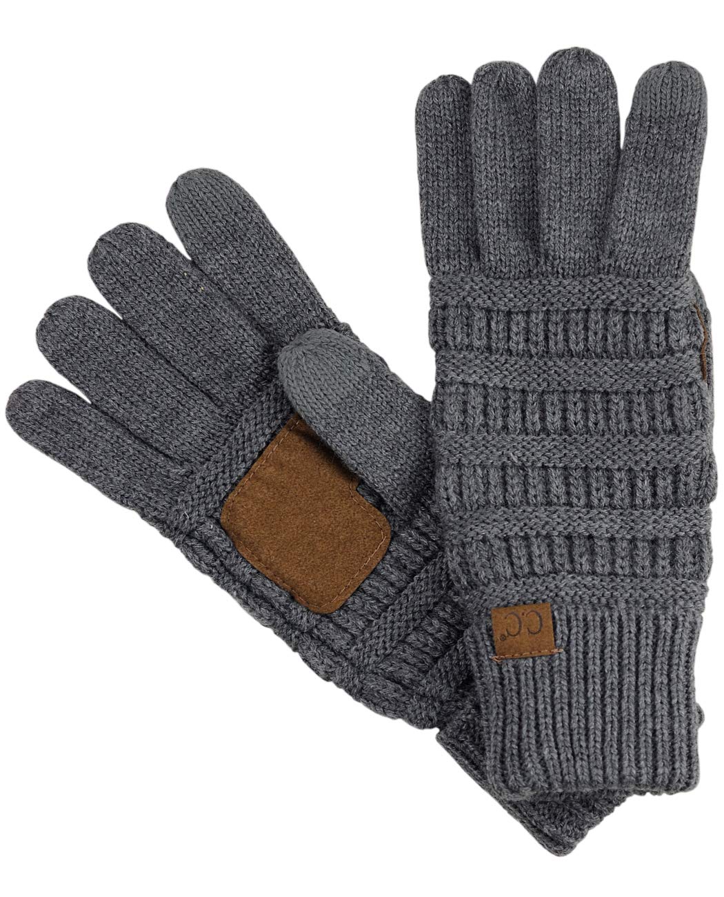 C.CUnisex Cable Knit Winter Warm Anti-Slip Touchscreen Texting Gloves