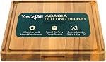 Yes4All Durable Acacia Cutting Boards for Kitchen, [17''Lx13''Wx1.5” Thick] Medium End Grain Cutting Board, Pre Oiled Wood Cutting Boards, Thick Chopping Board w/Juice Grooves and Easy Grip Handle