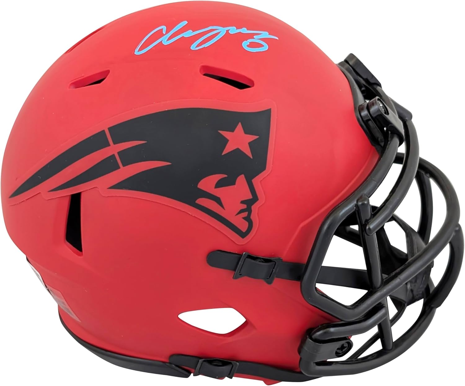 Patriots Christian Gonzalez Signed Rave Speed Mini Helmet W/Case BAS Witnessed