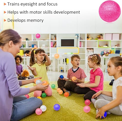 Miniatura 6 de 84 bolas inflables con purpurina para recuerdos de fiesta de niños, 6 colores, bolas de rebote de goma a granel de 1.772 pulgadas (1.772 in), bolas