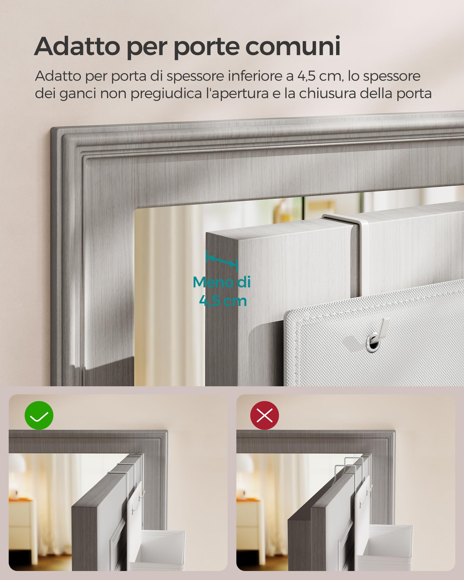 Organizer Da Appendere Alla Porta Con 5 Ripiani E 13 Tasche: Grande Capacità Per Pannolini E Giocattoli, Per Camera Da Letto E Bagno - 4