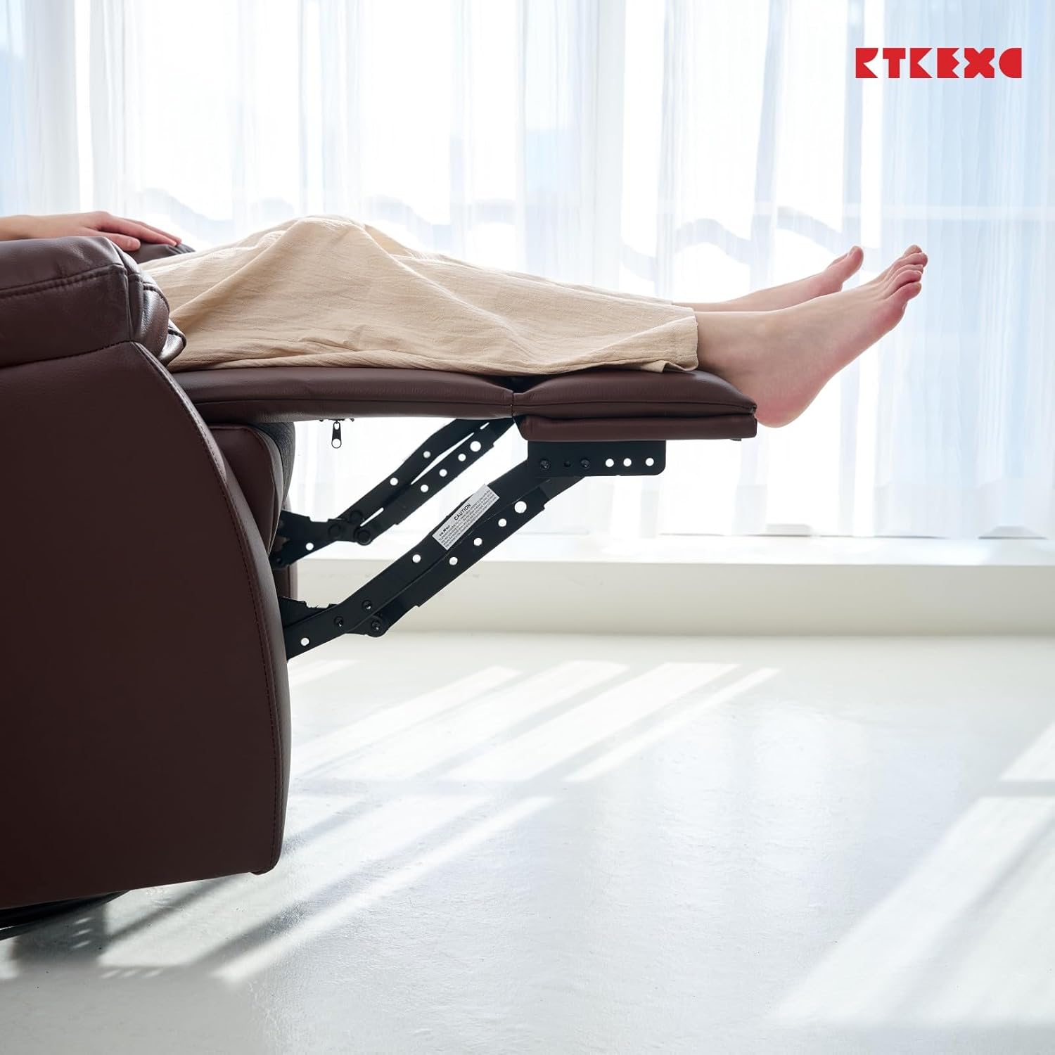 Recliner Sofa Rocking Chair Swivel Manual Adjustable 360 Degree Spinning with Ergonomics Lumbar Support Natural Leather for Home Theater Seating Living Room, Bedroom, Nursery Brown