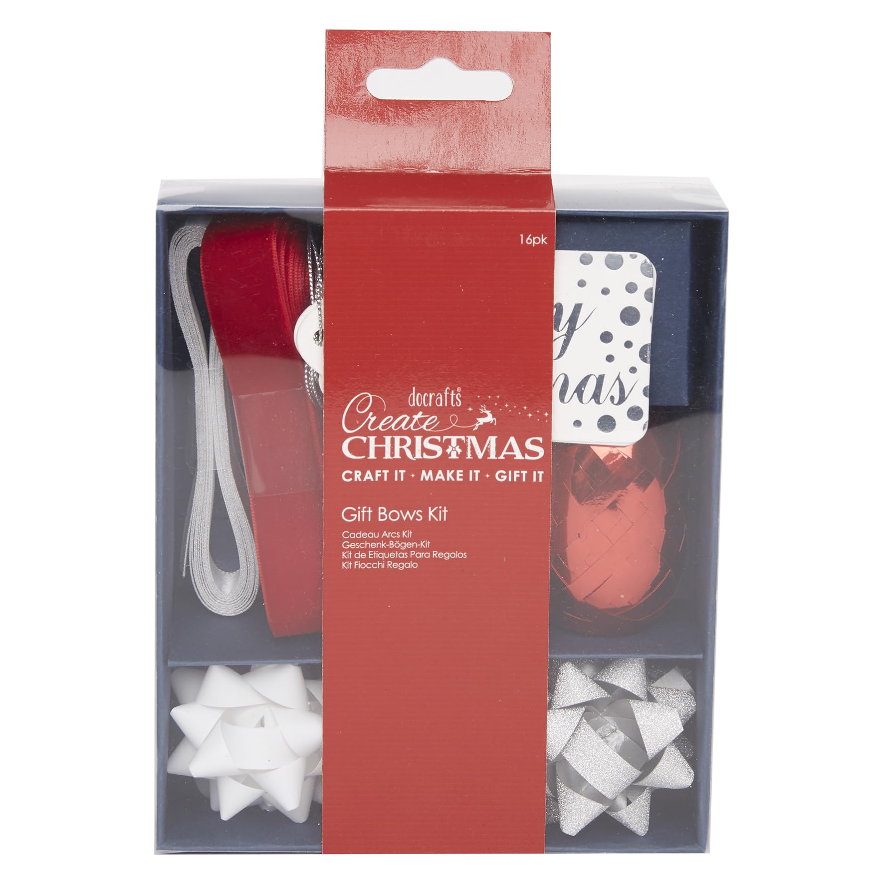 Create Christmas Gift Bows Kit Red & Silver, Embellish Gift Wrapping With A Bow, Ribbon, And Curling Ribbon, Finish Off With A Bow For Your Hamper Box with Cellophane or Wicker Basket Gift