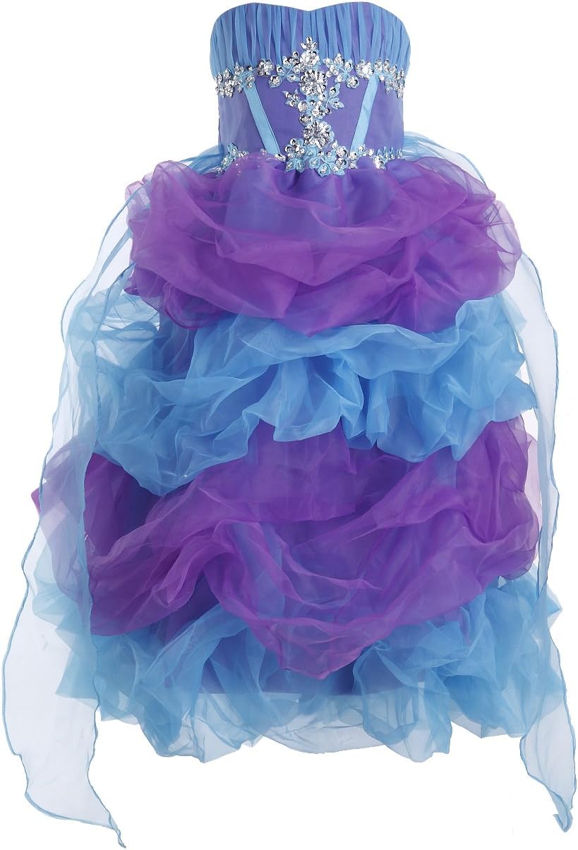 Fashion Plaza Girl's Organza Rhinestone Formal Ball Party Pageant Dress K0052 (8, Turquoise)