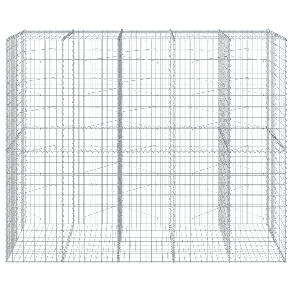 Gavión con tapa, 250 x 100 x 200 cm, metal galvanizado | Cesta de malla de alambre de hierro galvanizado resistente para jardinería y privacidad en exteriores.