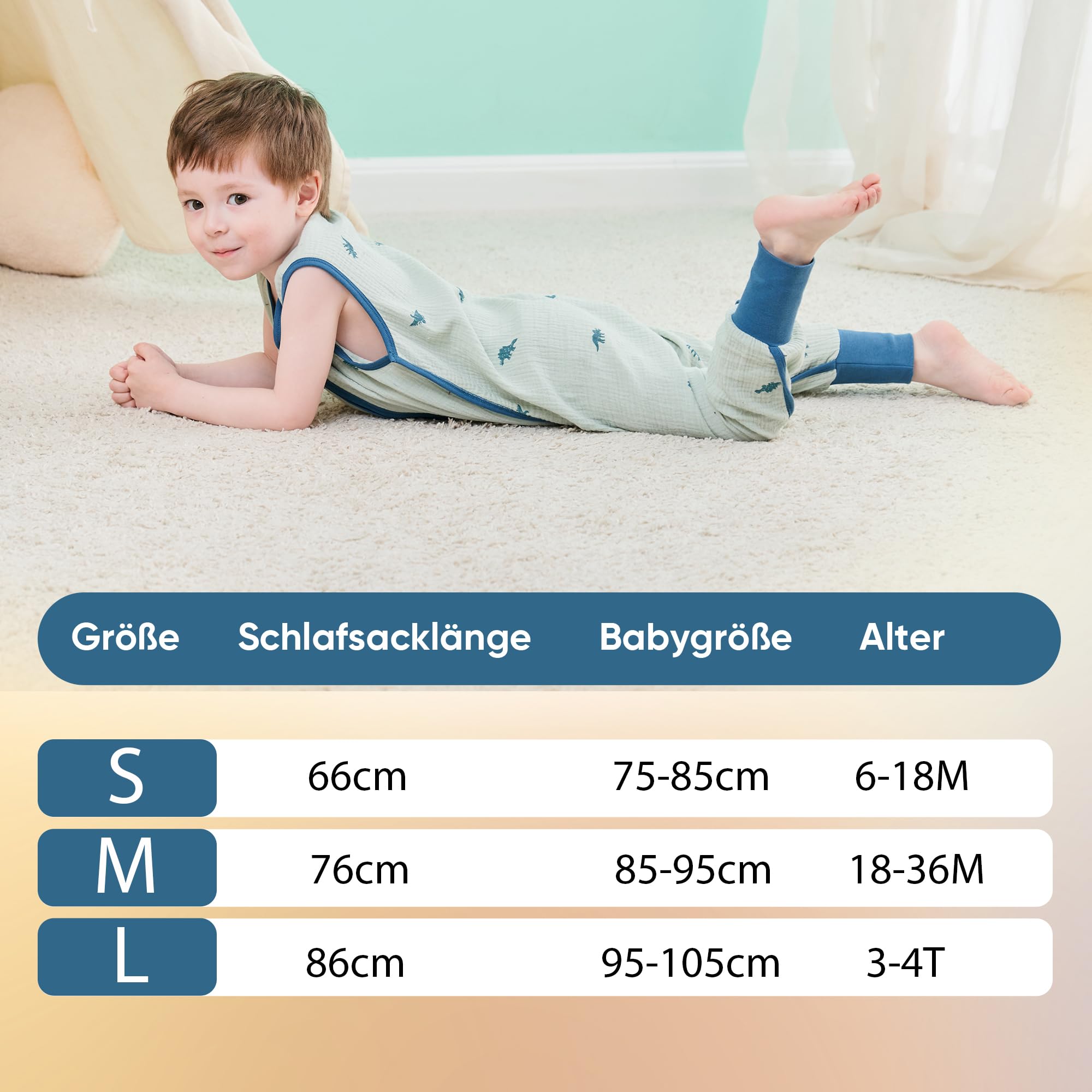 2er Pack Baby Schlafsack Sommer mit Füßen 0.5 Tog Sommerschlafsack 100% Baumwolle Musselin Atmungsaktiv für Jungen und Mädchen
