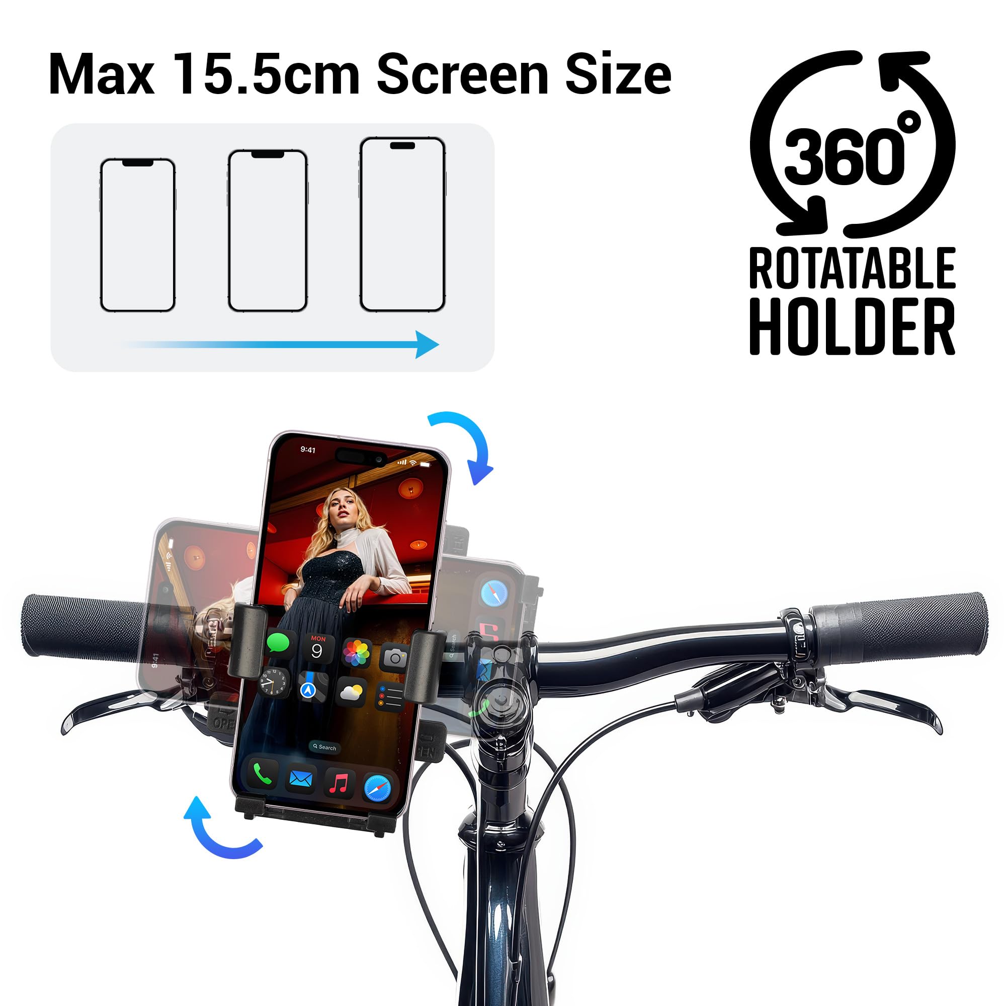 ZEBRONICS BMH110, Bike Smartphones Mobile Holder, Upto 6.1 Inches, 360° Rotatable, One Press Lock and Release, Stable and Secure, Anti-Skid Silicone Pads, Cable Management, for Maps & Navigation — Amazon image 3