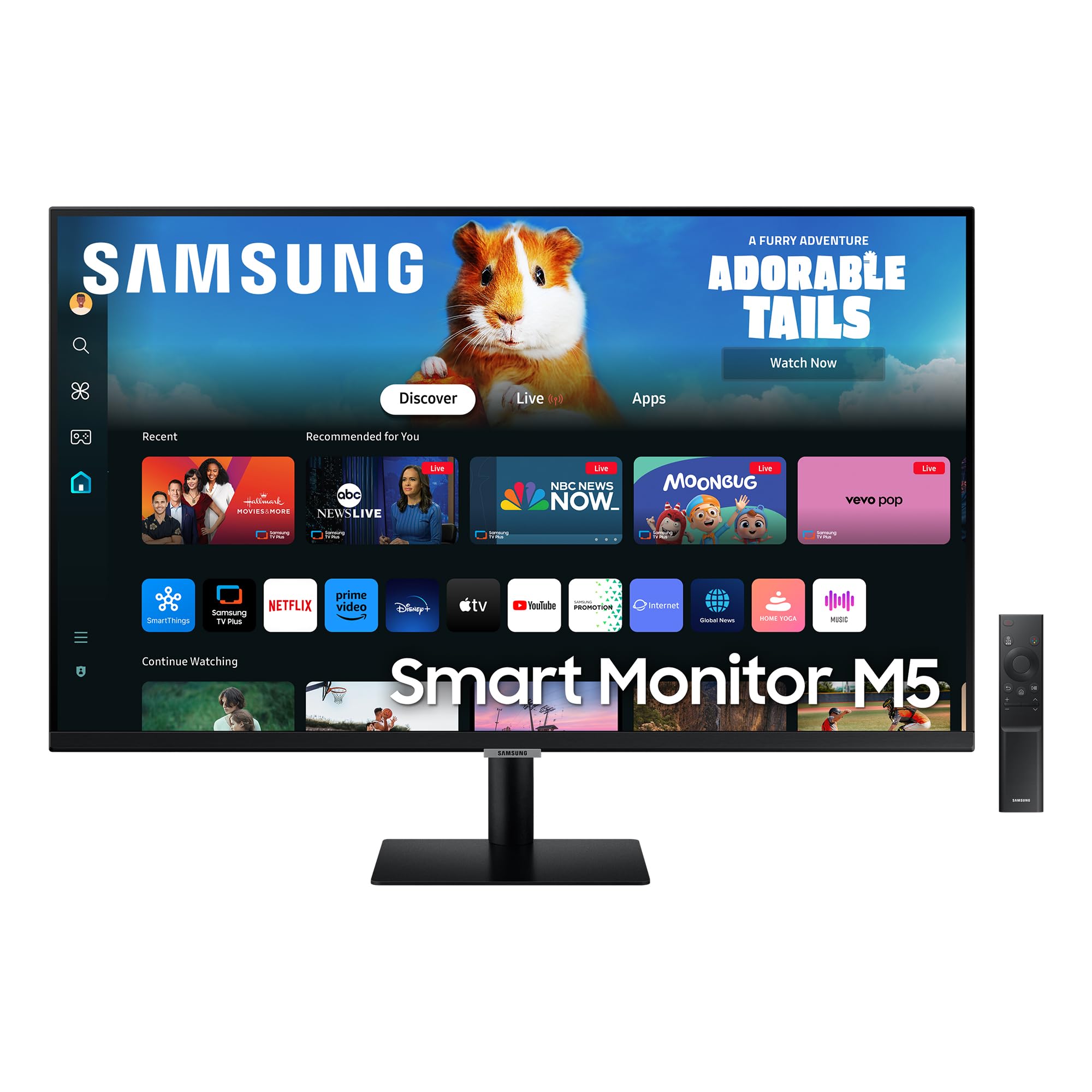 Samsung Smart Monitor M5 Noir - 32'' - Dalle VA, FHD (1920 x 1080), 60Hz, 4ms, Inclinable, 2 x HDMI (1.4), 2 x USB-A, Smart TV, Gaming Hub, LS32DM502EUXEN