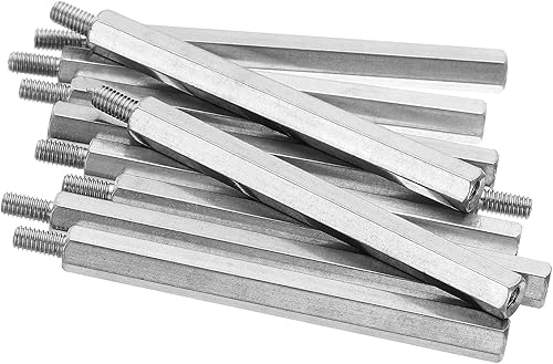 PATIKIL M3x50mm+0.236 in - Separador hexagonal macho-hembra, paquete de 10 tornillos de separación de PCB de acero inoxidable para placas base,