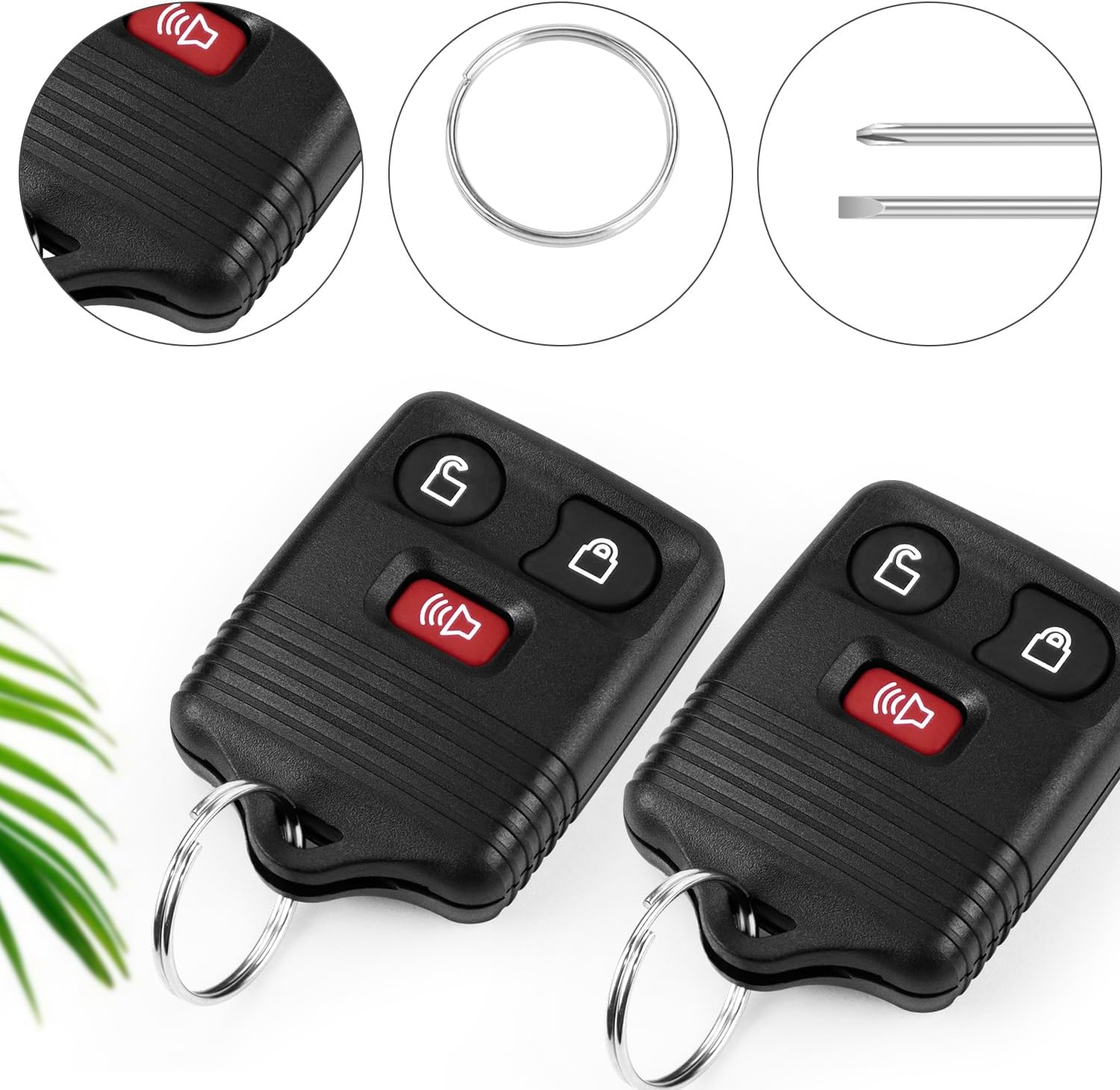 Replacement Key Fob Shell Case, Smart Keyless FitRemote Control housin for 1998 1999 2000 2001 2002 2003 Ford (2 pcs) - Image 2