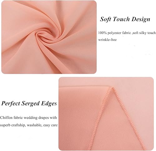 Miniatura 4 de FUHSY Cortinas de tela de gasa rosa melocotón para arco de boda, cortinas de tela de gasa de 20 pies, 1 panel, cortinas transparentes para arco de