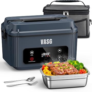 Cordless Heated Lunch Box for Adults, 1.2L Electric Lunch Box with 360 Surround Rapid Heating,Portable Food Warmer with Timer, LCD Display for Office, Car & Outdoors